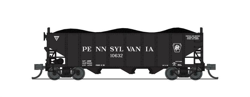 BLI7147 N Scale PRR H2A 3-Bay B Hopper Model Train - Pack of 2 -  Broadway