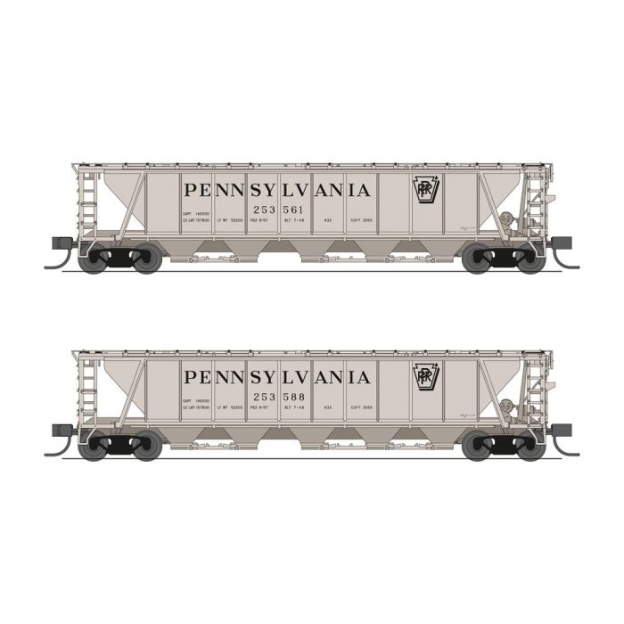 BLI7252 N Pennsylvania Railroad H32 Hopper Set A Train, Gray - Shadow Keystone - Pack of 2