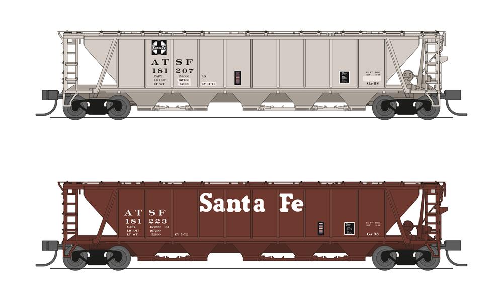 BLI7258 N Atchison Topeka Santa Fe H32 Hopper Train, Pack of 2