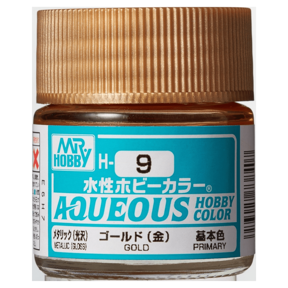 GUZH9 10 ml Metallic Gold Aqueous Acrylic Paint -  Mr Hobby