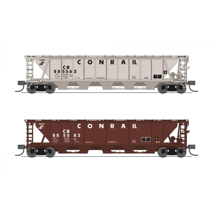 BLI7256 N 5-Bay Covered Hopper Conrail H32 Model Train, Pack of 2