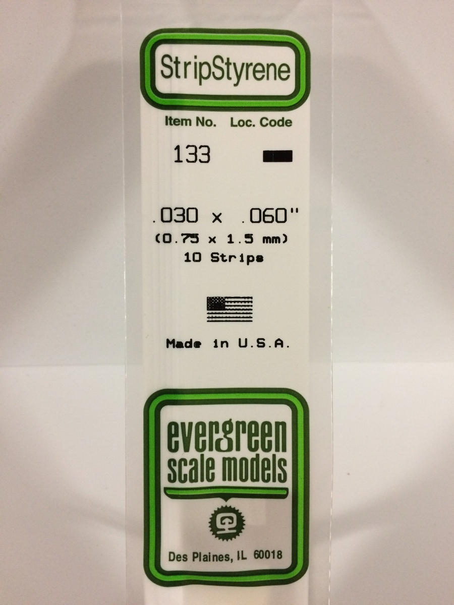EVG5133 0.30 x 0.60 in. Ploystyrene Strip, White