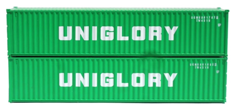 JTC405355 N Scale Uniglory 40 Containers with Magnetic System Set, Green