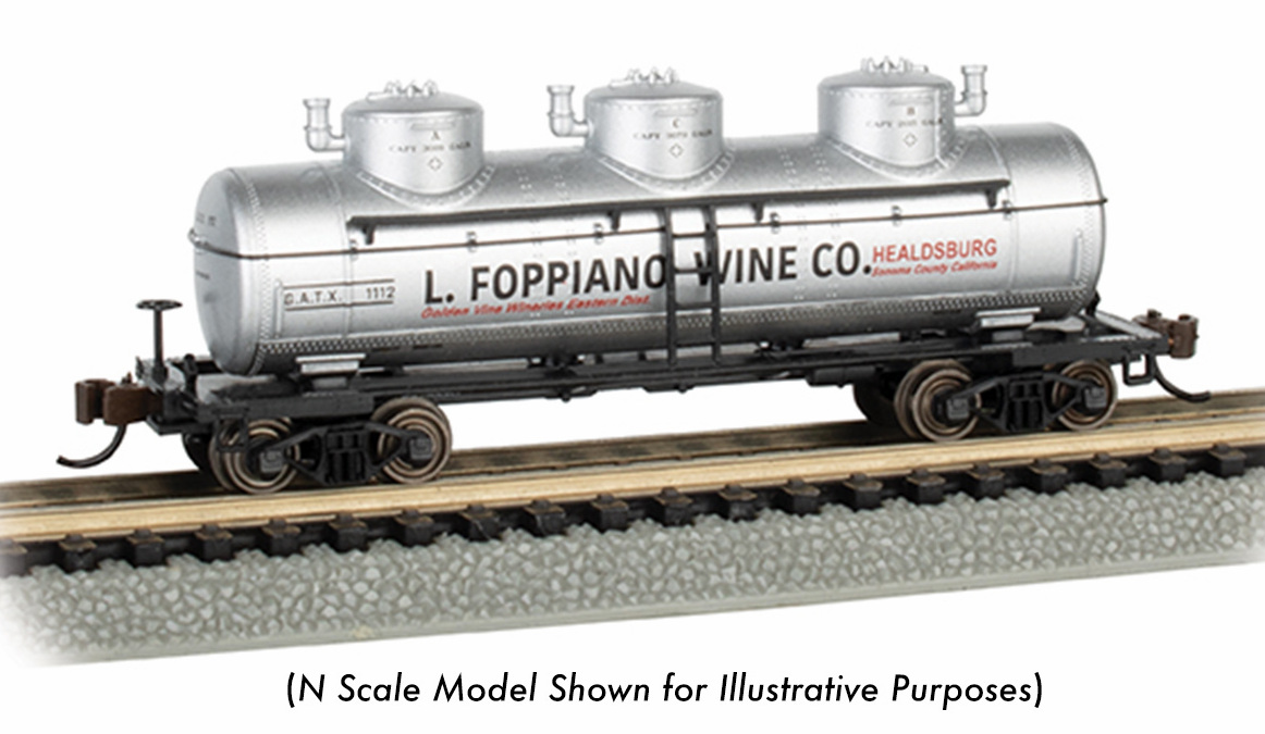 BAC17114 HO Scale L. Foppiano Wine Co 40 3-Dome Tank Car