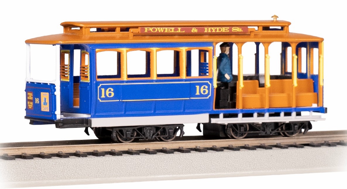 BAC60528 HO Scale Cable Car, Blue & Tan