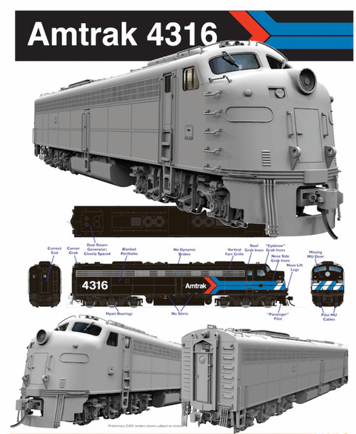 RAP28599 No.4316 HO Amtrak Limited Edition 50th Anniversary EMD E8A Model Train