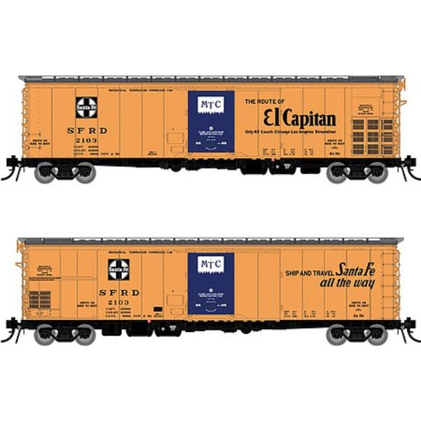 RAP156005 HO Scale Santa Fe RR-56 Mechanical Reefer El Capitan Slogan Car, Pack of 4