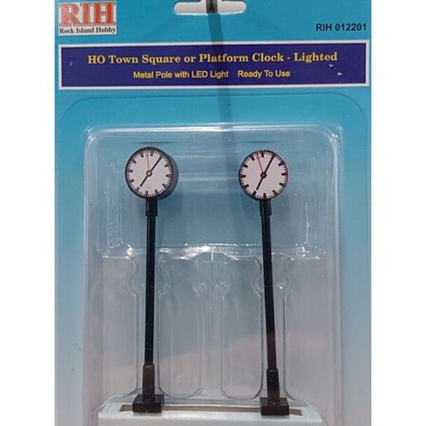 RIH012201 HO Scale Town & Platform Lighted Clock
