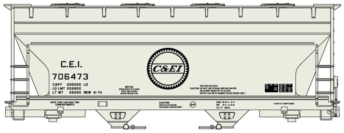 Picture of Accurail ACU81513 HO Scale Chicago & Eastern Illinois ACF Covered Hopper