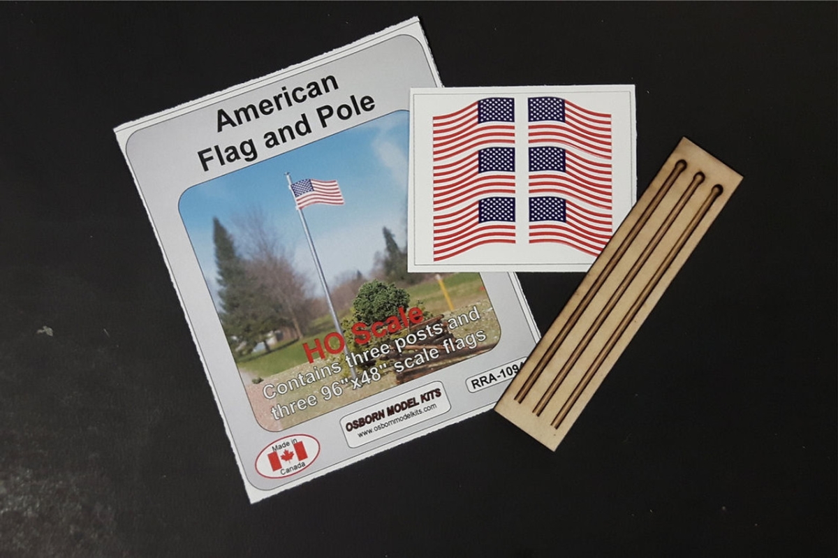 OMK1094 HO Scale US Flag & Pole - Pack of 3
