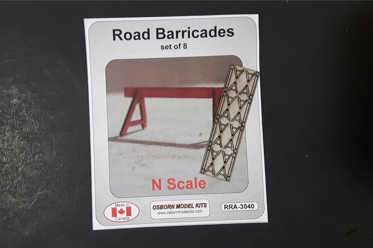 OMK3040 N Scale Road Barricades - Pack of 8 -  Osborn Model Kits