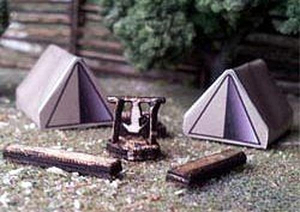 OMK3113 N Scale Tents & Fire Pit Camping Scene -  Osborn Model Kits