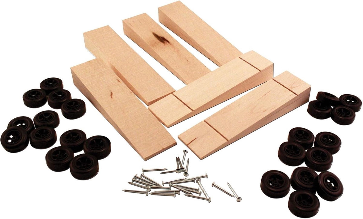 Picture of Pine Car PINP4050 Wedge Block with Wheels & Axles Bulk - Pack of 6