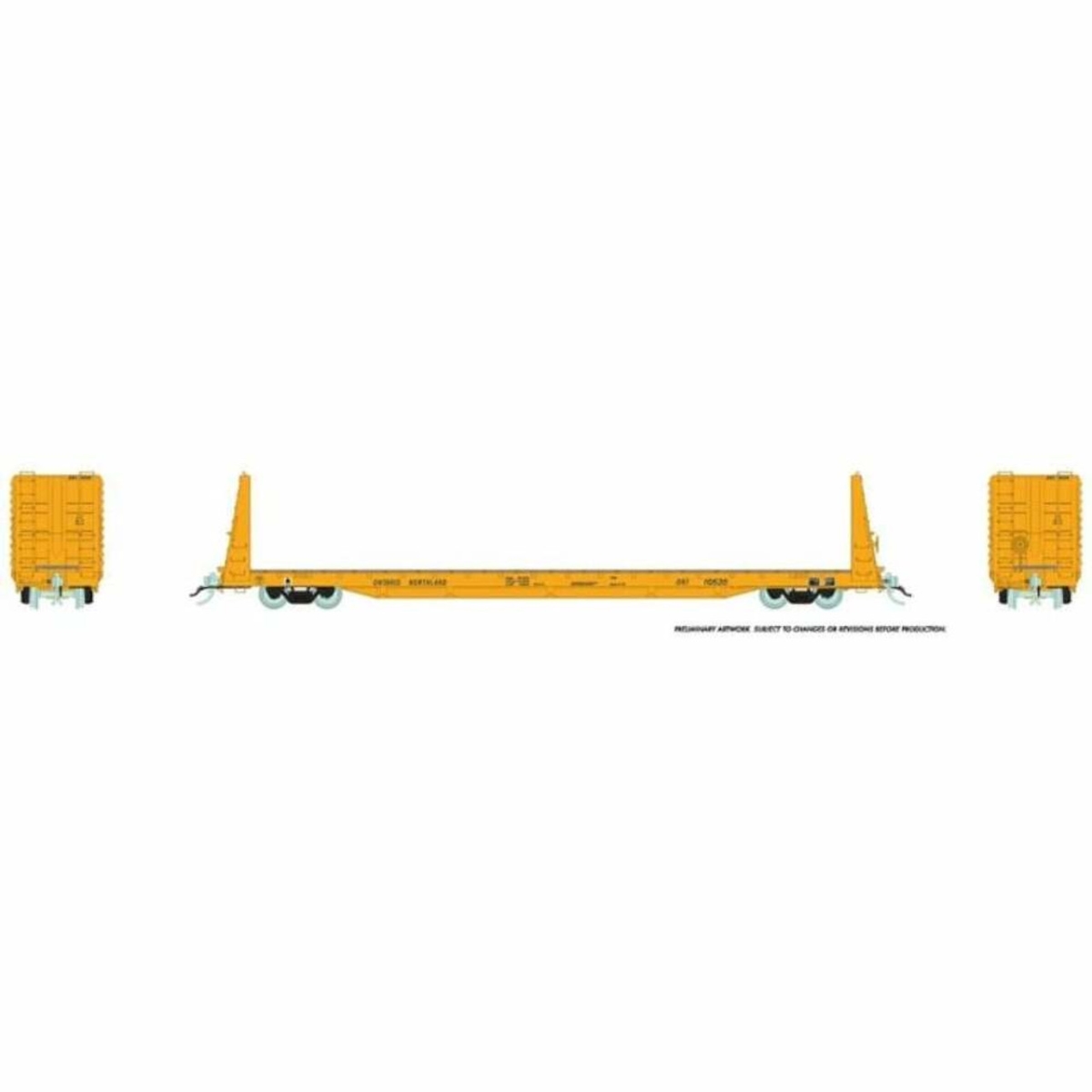 RAP147007A HO ONR Scheme Marine Industries Bulkhead Flatcar Single, Yellow
