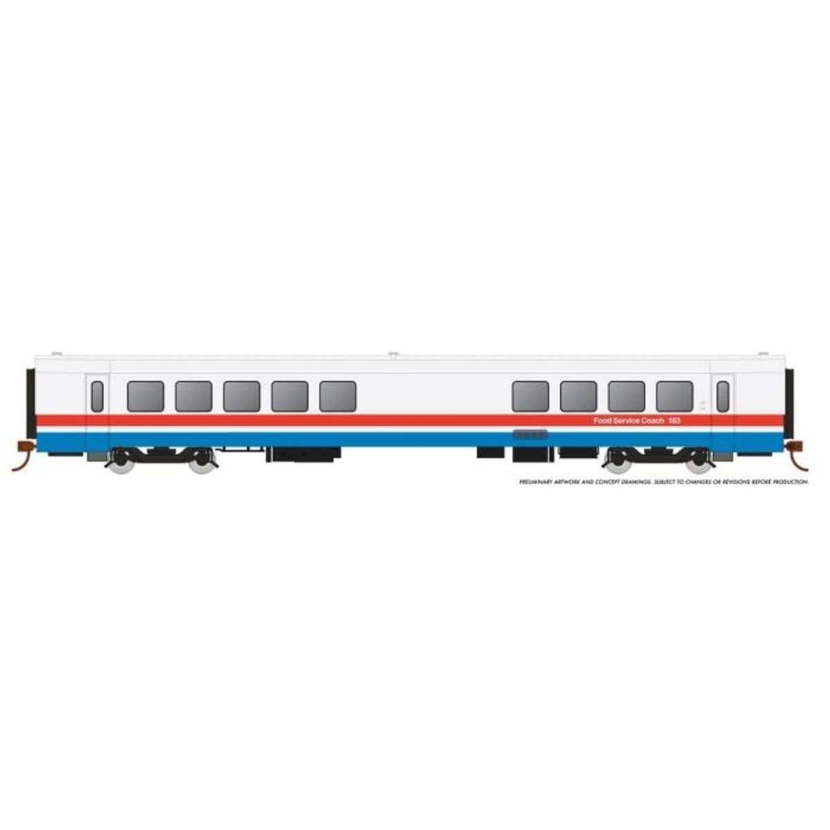 RAP25103 HO Scale Amtrak RTL Turboliner Coach Snack Bar Phase III Early No.183
