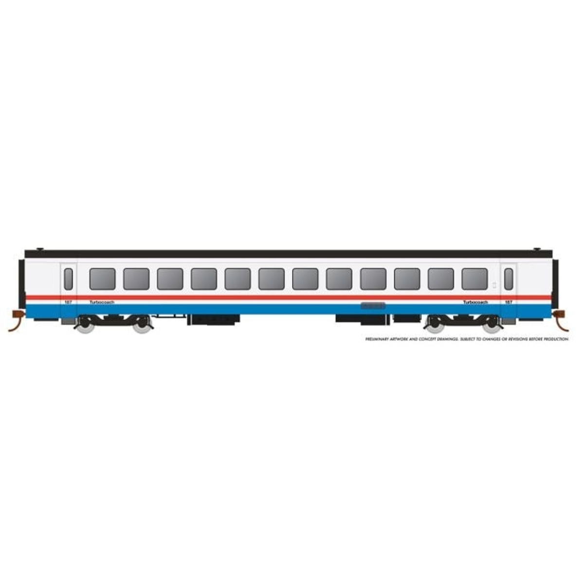 RAP25105 HO Scale Amtrak RTL Turboliner Coach Phase III Late No.187