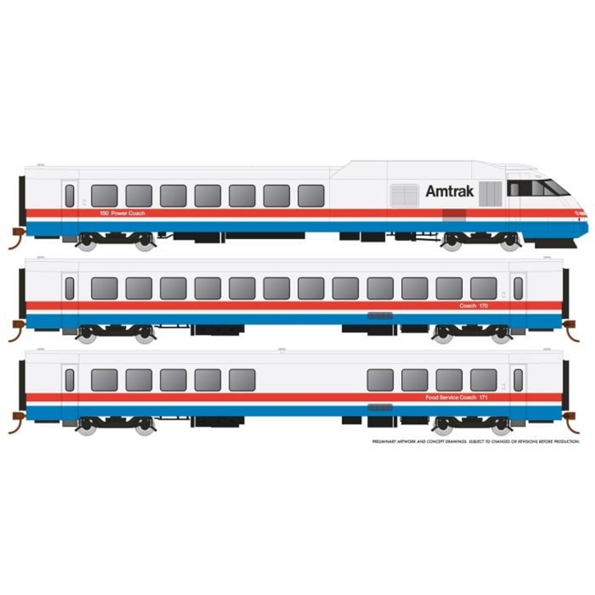 RAP25501 HO Scale Amtrak RTL Turboliner Phase III Early DCC-Sound Set