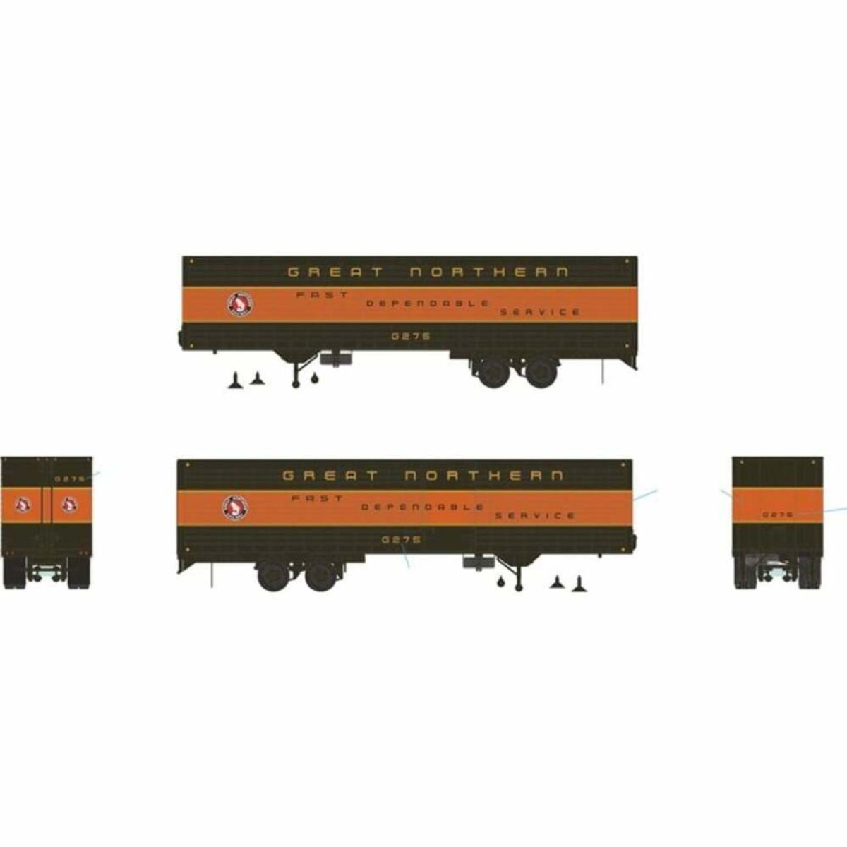 RAP403040 HO Scale Great Northern 40 ft. Fruehauf Fluted Side Volume Van No.G275