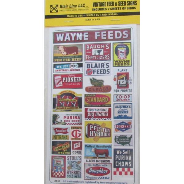 BLR235 O Scale Vintage Feed & Seed Sign - Classic Model Railroad Scenery Decor