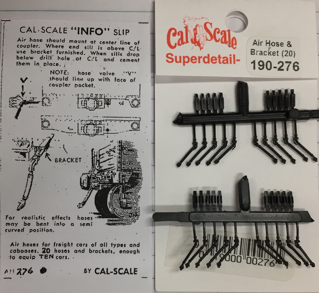 CAL276 HO Scale Plastic Air Hoses & Brackets - Pack of 20
