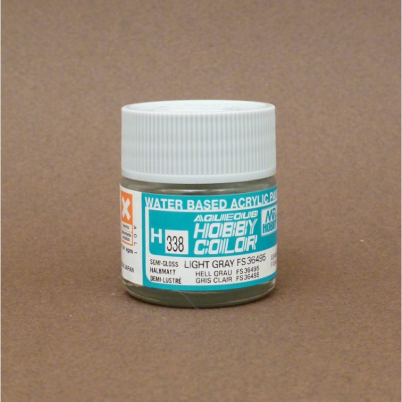 GUZH338 10 ml Aqueous Hobby Color Semi-Gloss Water-Based Acrylic Paint - FS36495, Light Gray -  Gunze