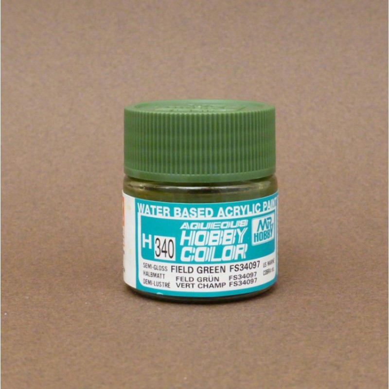 GUZH340 10 ml Mr Hobby Aqueous Semi-Gloss Acrylic Paint, Field Green -  Gunze