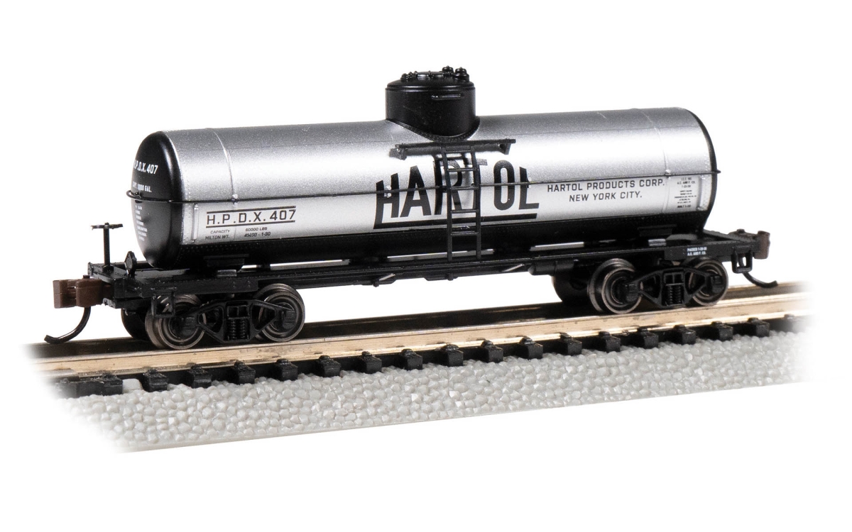 BAC17868 36 ft. 6 in. N Scale Gallon Single-Dome No.407 Tank Car - Hartol, Silver