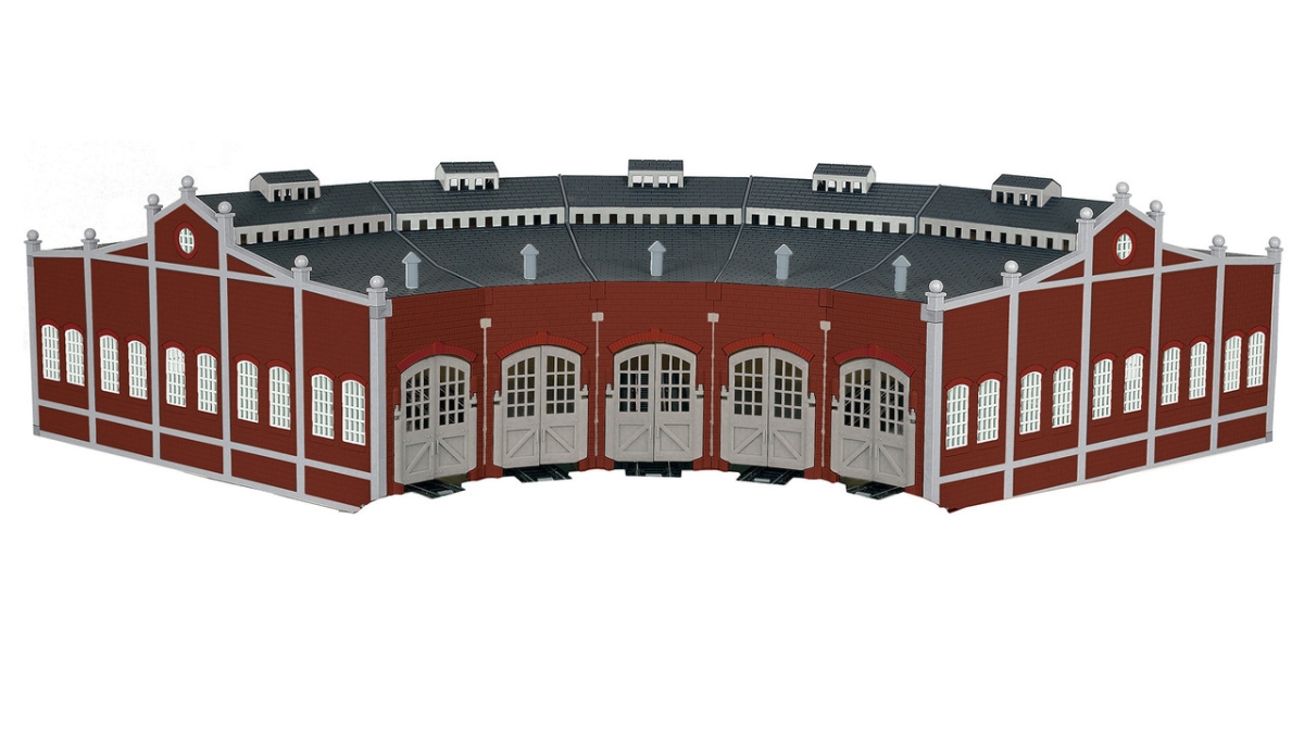 Picture of Bachmann BAC45020 HO Scale Five-Bay Roundhouse with Nickel Silver E-Z Track&#44; Maroon