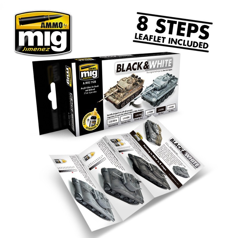 MIG7128 Black & White Technique Acrylic Paint Set