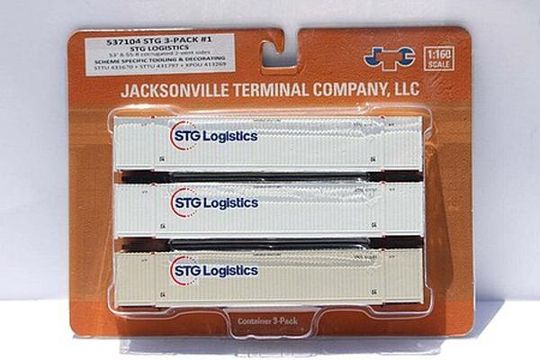 JTC537104 No. 1 N-Scale STG Logistics & XPO Model Container Set - Pack of 3