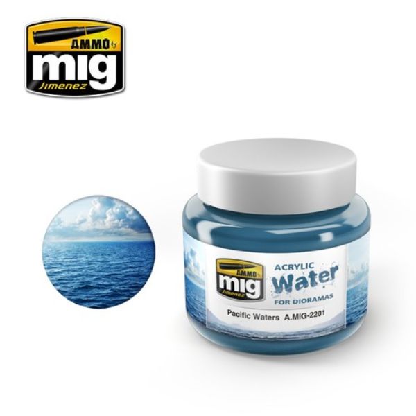 MIG2201 250 ml Pacific Waters - Acrylic Simulating Water Based Paint, Blue