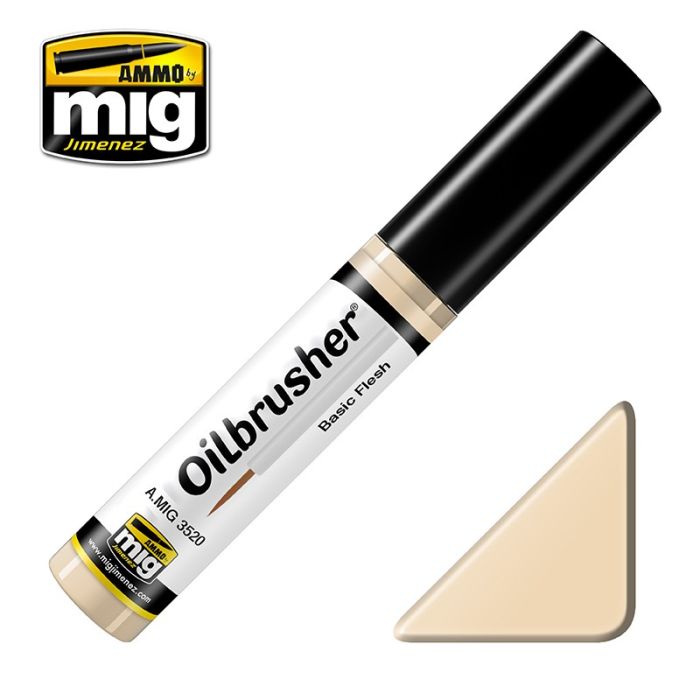 MIG3520 10 ml Oil Paint with Fine Brush Applicator for Modelling, Basic Flesh