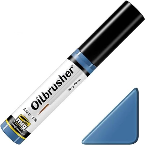 MIG3528 10 ml Oil Paint with Fine Brush Applicator for Modelling, Sky Blue