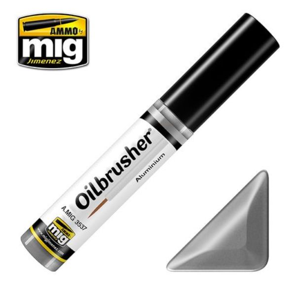MIG3537 10 ml Oil Paint with Fine Brush Applicator for Modelling, Aluminum