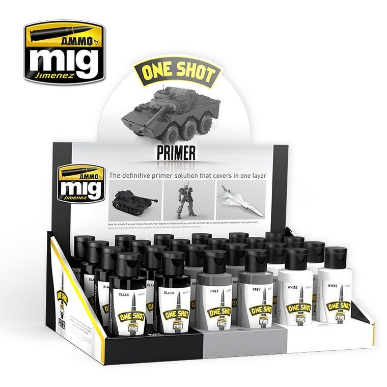 MIG8155 Basic One Shot Primer Display Rack - Black, White & Gray