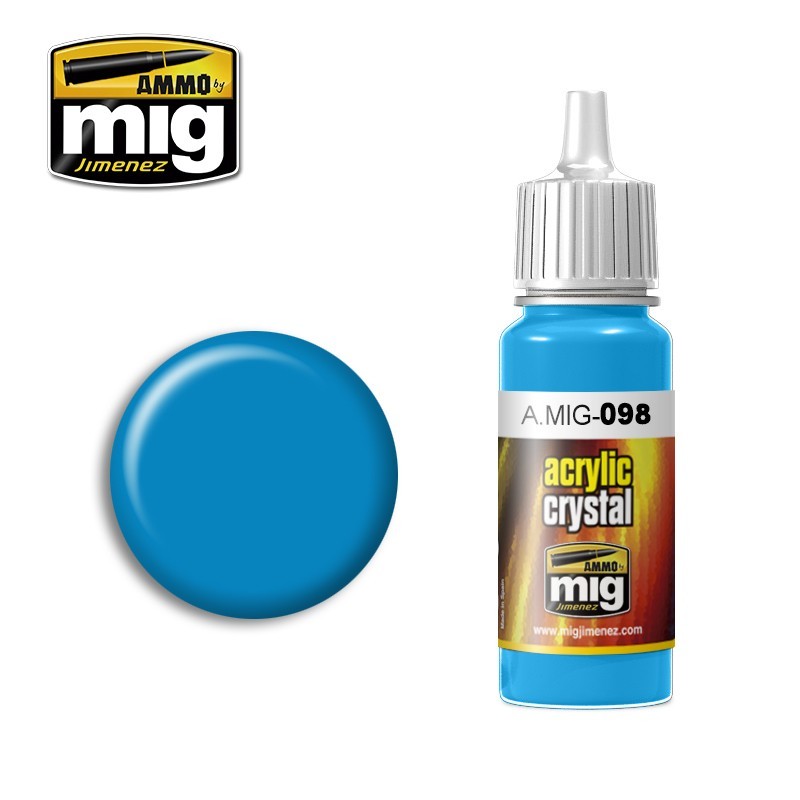 MIG0098 17 ml Acrylic Paint for Brush & Airbrush, Crystal Light Blue -  MIG Jimenez