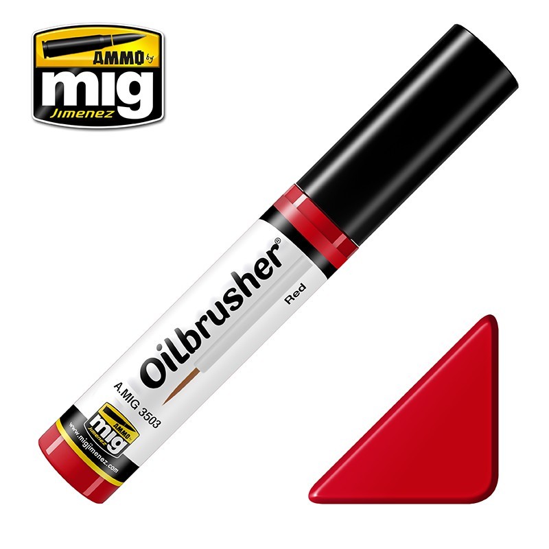 MIG3503 10 ml Oil Paint with Fine Brush Applicator for Modelling, Red