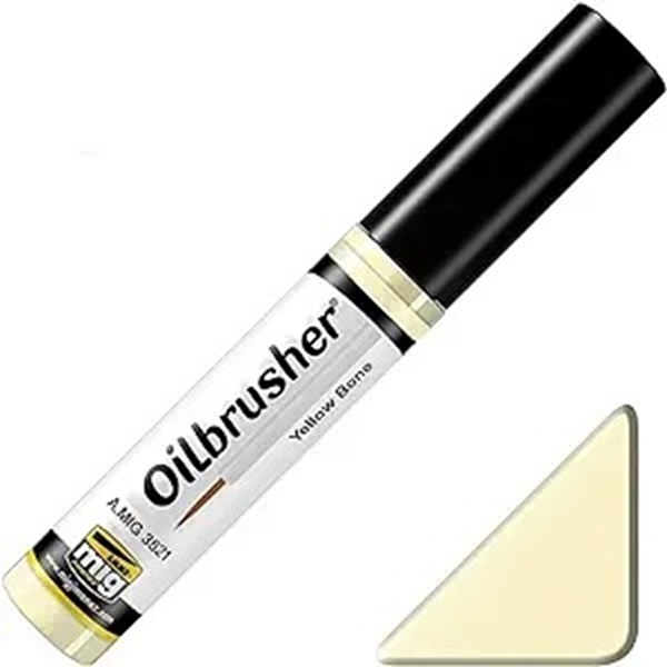 MIG3521 10 ml Oil Paint with Fine Brush Applicator for Modelling, Yellow Bone
