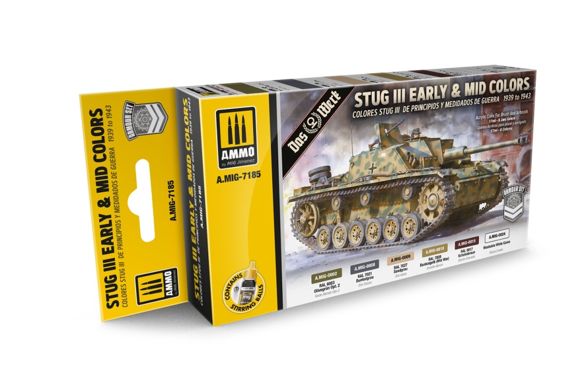 MIG7185 17 ml Stug III Early & Mid Colors 1939-1943 Acrylic Paint Set -  MIG Jimenez