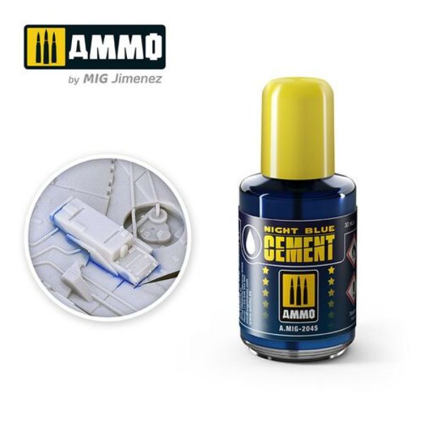 MIG2045 30 ml Night Blue Cement for Use in Assembling Plastic Scale Models