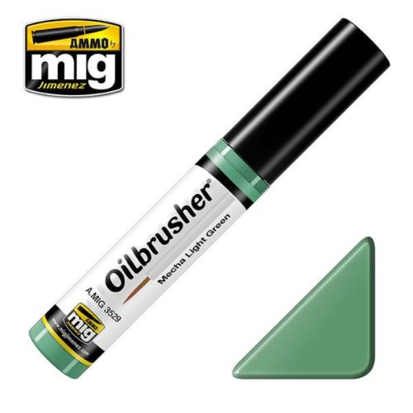 MIG3529 10 ml Oil Paint with Fine Brush Applicator for Modelling, Mecha Light Green