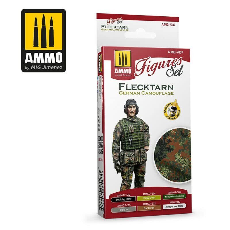 MIG7037 17 ml Flecktarn German Camouflage Acrylic Paint Set for Figures -  MIG Jimenez