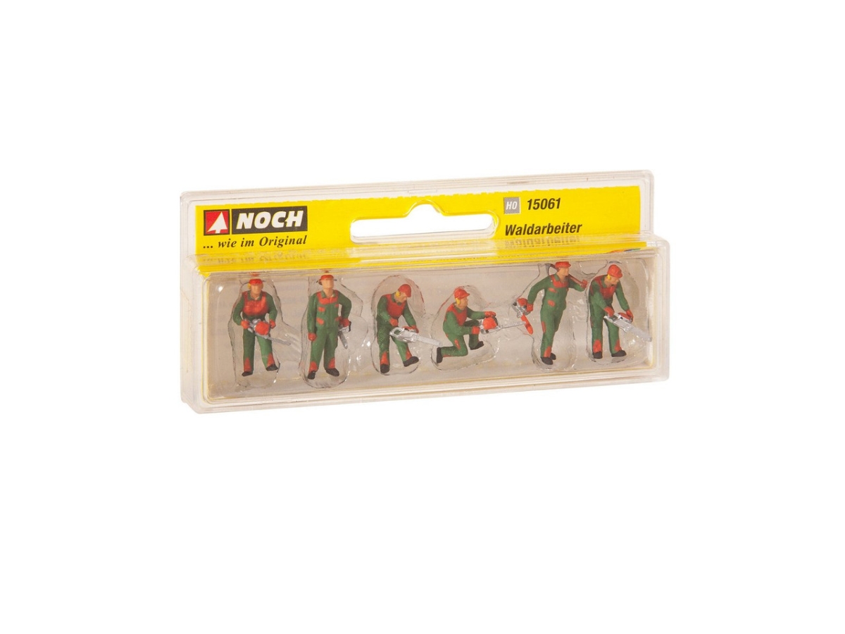 NOC15061 HO Scale Forest Workers, Green & Red - Pack of 6
