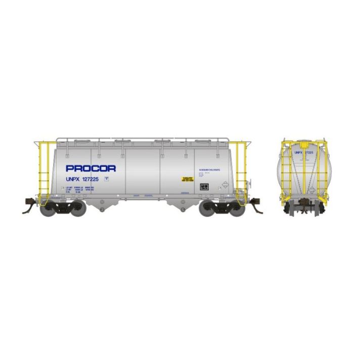 RAP172004A HO Scale Procor 3000 Aluminum Covered Hopper Railroad with Handrail & Wordmark, Single Car - No. 4
