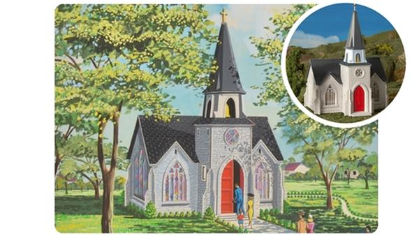 BAC45630 O Scale 75th Anniversary Cathedral Plasticville U.S.A. Kit