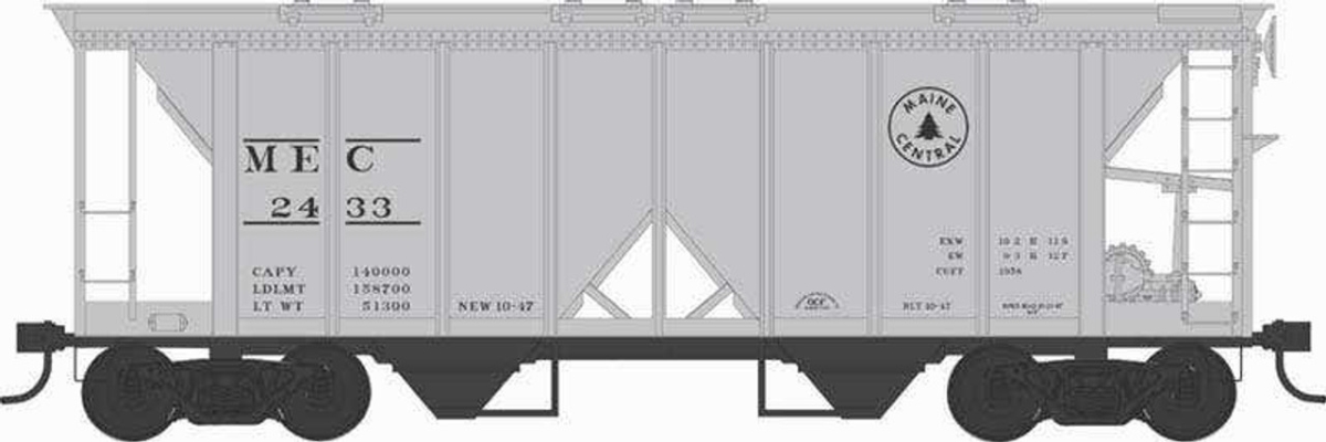 BOW43277 HO Scale Maine Central H34 Covered Hopper No.2433