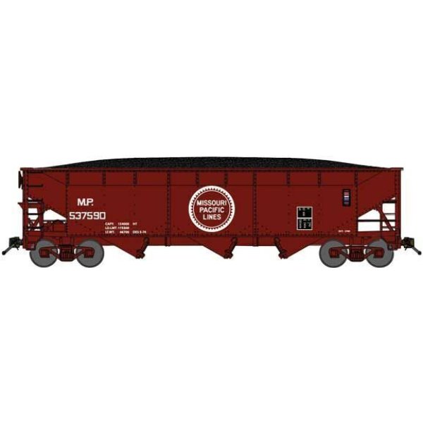 BLU74091 N Scale Missouri Pacific 3-Bay Offset 70 Ton Side Hopper No.537376 Model Train -  Bluford Shops