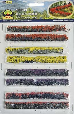 JTT95509 HO Flower Hedges Green With Assorted Blossoms - Pack of 8