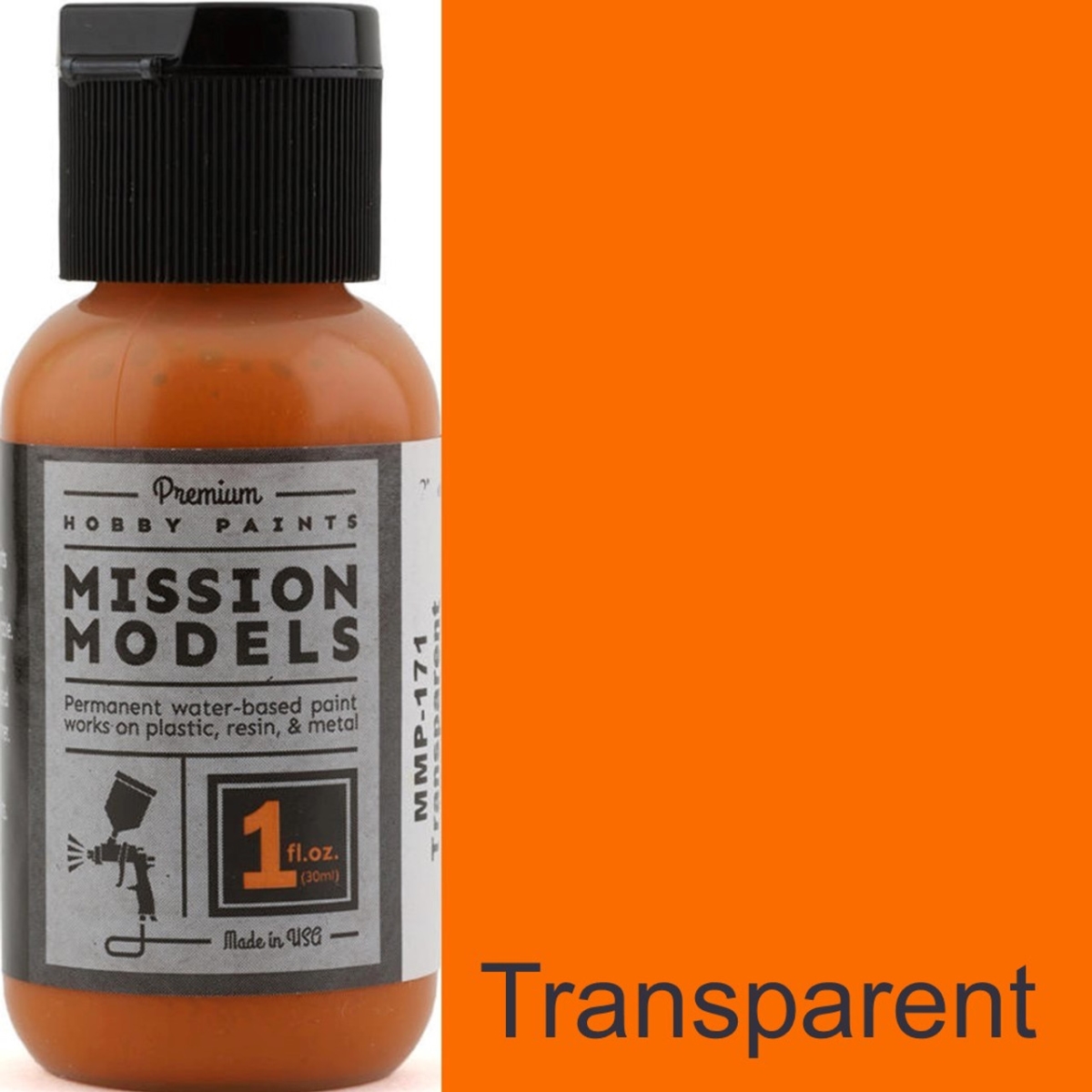 MMP171 1 oz Hobby Acrylic Paint, Transparent Orange