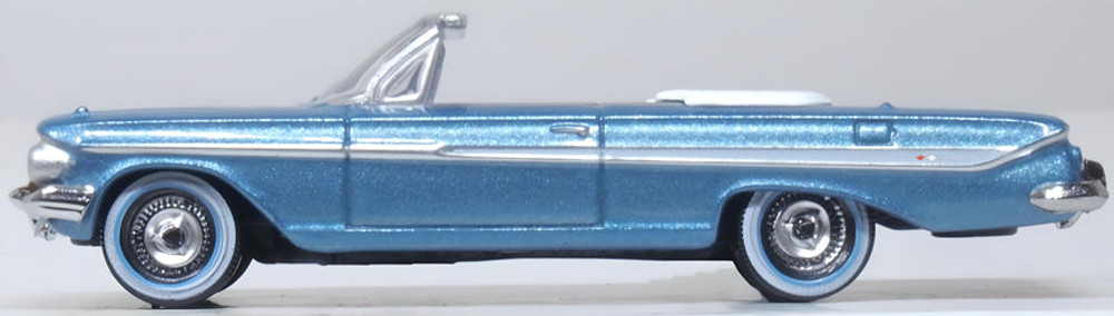 OXD87CI61006 HO Scale 1961 Chevrolet Impala Jewel Diecast Model Car, Blue & White